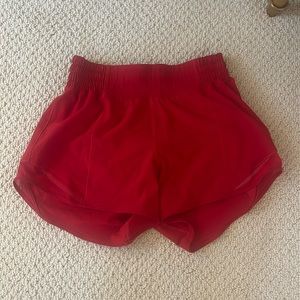 LULULEMON RED HOTTIE HOT HIGH RISE 2.5 INSEAM SHORTS